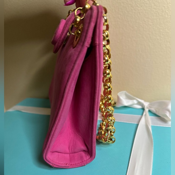 SOLD!Tiffany & Co. Suede Crossbody w/ Gold Chain- Rare & Vintage - Picture 10 of 14